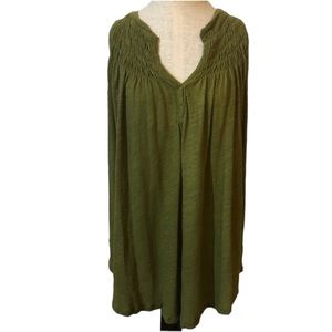 Free People Olive Green Baby Doll Top